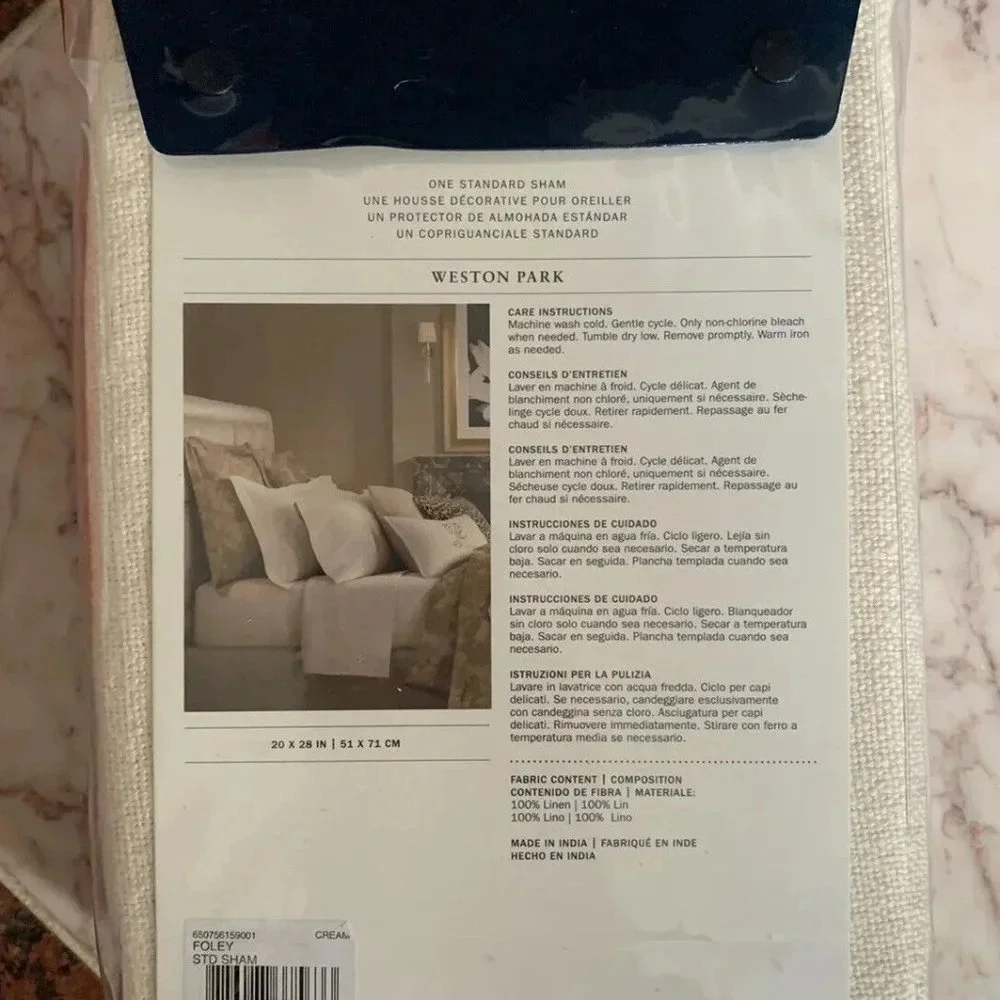 NEW Ralph Lauren Weston Park Linen Collection FOLEY Standard Sham - Cream